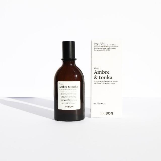 L'eau de parfum Ambre et Tonka 100BON rechargeable et naturelle
